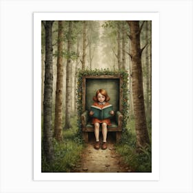 Reading In The Woods Art Print