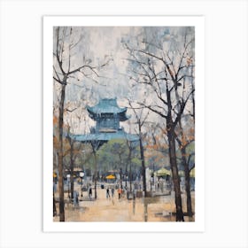 Winter City Park Painting Ueno Park Tokyo 1 Art Print