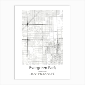 Evergreen,United States Minimalist Map Art Print