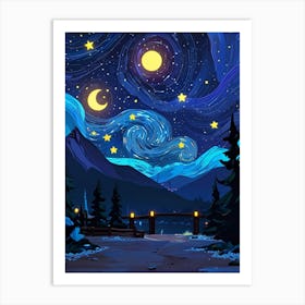 Night Sky With Starry Sky 1 Art Print