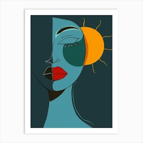 Woman With Sun Face Art Print