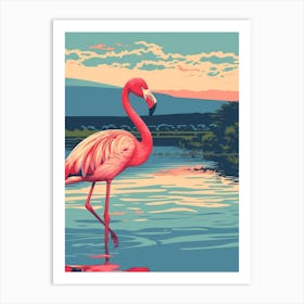 Greater Flamingo Lake Manyara Tanzania Tropical Illustration 1 Art Print