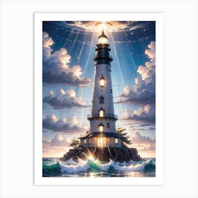 A Lighthouse In The Middle Of The Ocean 29 Art Print