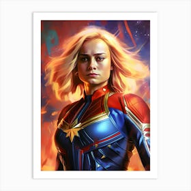 Captain Marvel Painting Art Print