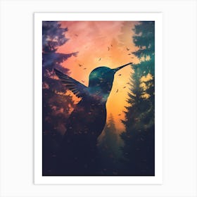 Hummingbird At Sunset Art Print