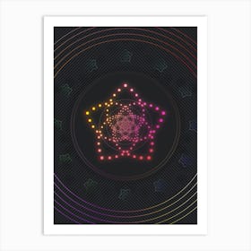 Neon Geometric Glyph in Pink and Yellow Circle Array on Black n.0055 Art Print