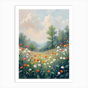 Daisies In The Meadow Art Print