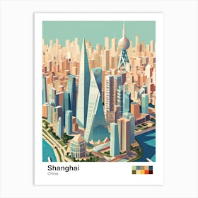 Shanghai, China, Geometric Illustration 2 Poster Art Print