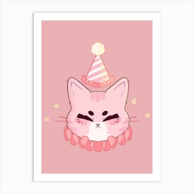 Clown Cat kawaii art print Art Print