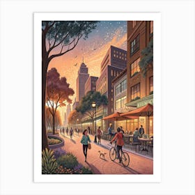 Cityscape At Sunset Poster