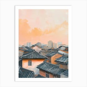 Seoul Rooftops Morning Skyline 3 Art Print