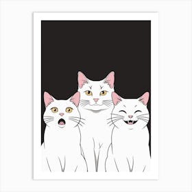 Three White Cats 1 Art Print