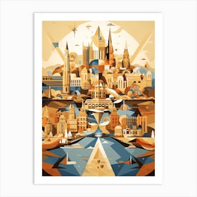 Budapest, Hungary, Geometric Illustration 1 Art Print