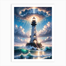 A Lighthouse In The Middle Of The Ocean 71 Art Print