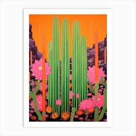 Mexican Style Cactus Illustration Organ Pipe Cactus 3 Art Print