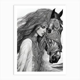 Woman With A Horse 2 Art Print