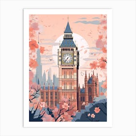 Big Ben, London   Cute Botanical Illustration Travel 4 Art Print