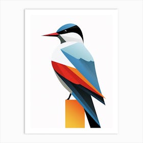 Colourful Geometric Bird Common Tern 1 Art Print