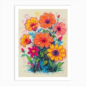 Daisy Bouquet 1 Art Print