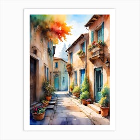 Watercolor Of Italian Street Art Print