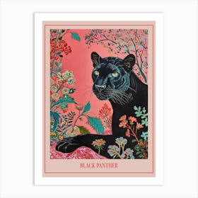 Floral Animal Painting Black Panther 3 Poster Art Print