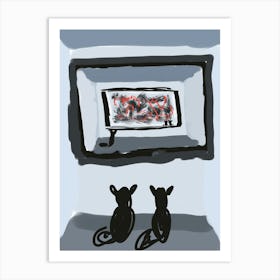 Cat Watching Tv Art Print