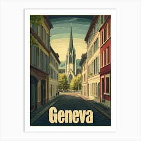 Aihrgdesign A Retro Travel Poster For Geneva Featuring The Hi Deb42674 D39f 43cd A409 Dec455d67b6d 1 Art Print