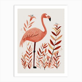 Chilean Flamingo Croton Plants Minimalist Illustration 1 Art Print