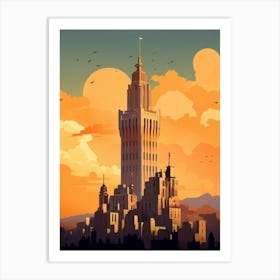 Galata Tower Modern Pixel Art 3 Art Print