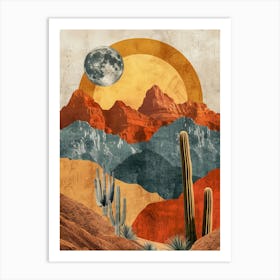 Desert Landscape bohemian moon Art Print