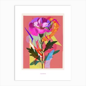 Carnation (Dianthus) 1 Neon Flower Collage Poster Art Print