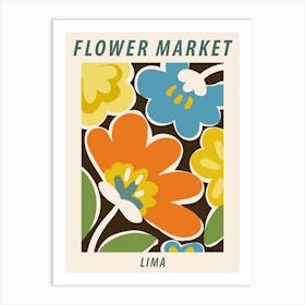 Flower market Lima, Abstract colorful flowers Art Print