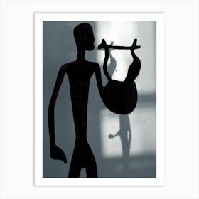 Figure Statue Ancient Etruscan Sculture Monochrome Black And White Silhouette Photo Photography Vertical Living Room Bedroom Office Art Print