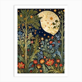 William Morris Moon And Flowers 32 Art Print