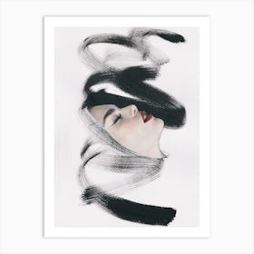 Face Of A Woman Balck and White Collage Art Print Art Print