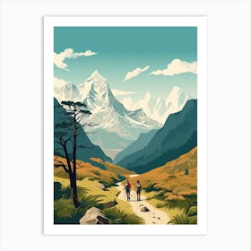 Great Himalaya Trail Nepal 2 Vintage Travel Illustration Art Print