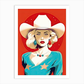 Cowgirl In Cowboy Hat Art Print