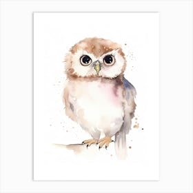 Baby Owl Watercolour Nursery 3 Art Print