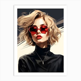Fashion Girl With Red Sunglasses Art Print