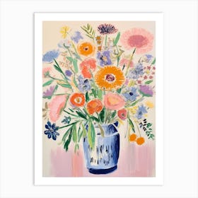 Flower Painting Fauvist Style Scabiosa 2 Art Print