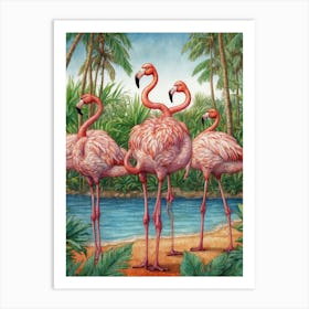 Flamingos Art Print