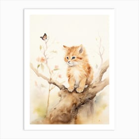 Birthwatching Watercolour Lion Art Painting 4 Art Print