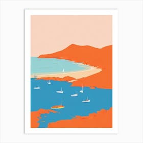 Palombaggia Beach Corsica France Midcentury Art Print