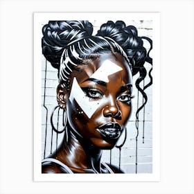 Graffiti Mural Of Beautiful Black Woman 370 Art Print