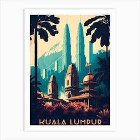 Kuala Lumpur Malaysia Travel Retro Art Print