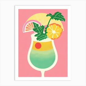 Japanese Retro Pink Cocktail Poster Art Print