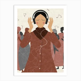 Woman Listening To Music 9 Art Print