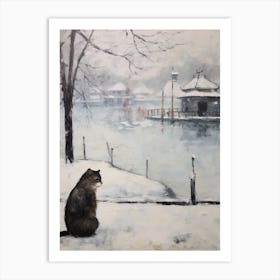 Vintage Winter Animal Painting Mink Art Print