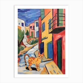 Painting Of A Cat In Athens Greece 6 Art Print
