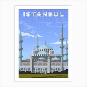 Istanbul, Turkey — Retro travel minimalist poster Art Print